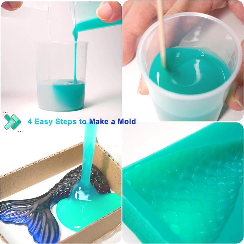BBDINO Silicone Mold Making Kit Super Elastic Liquid Silicon for Molds Making 70.6 oz, Fast Cure Soft Mould Maker Silicone Rubber for Casting with Resin/Silicone/Jewelry/Soap/Wax/Plaster - Image 5